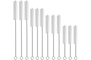 ZELHYEUU 12 Pièces Tube Brosse de Nettoyage, Brosses de Nettoyage en Nylon, Goupillon Nettoyage en Acier Inoxydable, Goupillon Nettoyage à Paille Petites, pour Nettoyer Les pailles, Les Tubes de Bouteille