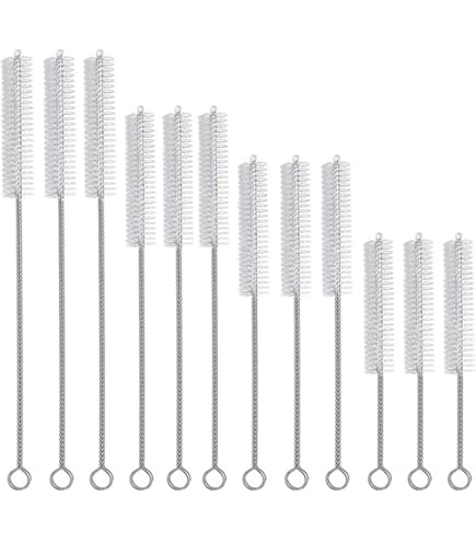 Produktbild von JUGUTA Strohhalm-Reinigungsbürsten 10-teilig – 21 Cm Lang, Verschiedene Durchmesser – Edelstahl & Nylon – Für Flaschen, Rohre & Schwere Ecken