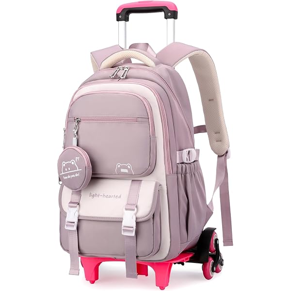 IvyH Sac à Roulette Fille 16 Pouces - Cartable Primaire à Roulettes 7-12 Ans, Chariot Démontable Mignon