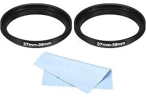 PATIKIL 37mm-39mm Cerchio di Adattamento in Metallo con Panno per la Pulizia, Set da 2 Cerchi Adattatori in Lega di Alluminio per Obiettivi Fotocamera, Colore Nero