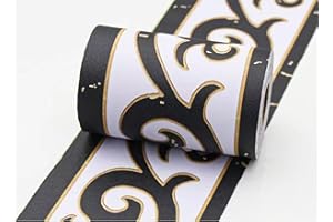 VisitRyl Cenefas Adhesivas para Cocina Baño Decorativas Flores de hierba en blanco y negro 10cm X 500cm Fácil Aplicación Resistente Agua