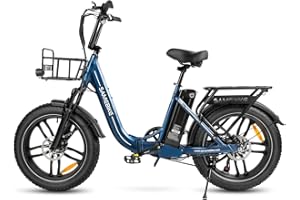 SAMEBIKE Bicicletta Elettrica Adulto, 20'' ×4.0'' Fat Tire Bici Elettrica per Donna, 7 Velocità, 250W Batteria Rimovibile 48V 642WH Autonomia bis zu 120 km
