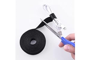 2W ORGANIC Attache Cable Management Bureau Attache Cable Nylon 5m Noir – Rangement Cable Management PC – Range Cable Bureau – Organisateur De Cable - Sangle - Rouleau Scratch - Serre Cable