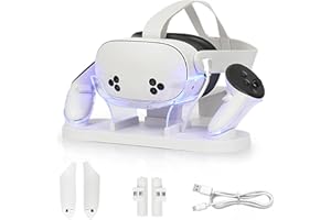 CBDYWVR Base de Carga para MetaQuest 3S/Quest 3, Base de Carga rápida con indicador LED, estación de Carga con Carga rápida USB-C para Consola VR y Controlador táctil (Blanco)