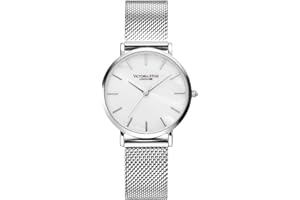 VICTORIA HYDE Moda Simple Mujeres Reloj de Pulsera de Cuarzo Correa de Cuero/Banda de Malla de Acero Inoxidable