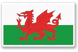 DESTINATIONVINYL 2 pegatinas de vinilo con la bandera de Gales de Gales #5315 (10 cm de ancho x 6 cm de alto)