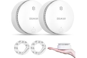 WISUALARM Smoke Alarms for Home, 10-Year Battery, Smoke Alarm, Fire Alarm with Test/Silence Button, Smoke Detector Certificated by TUV Conforms to EN14604 Standard (2pcs)