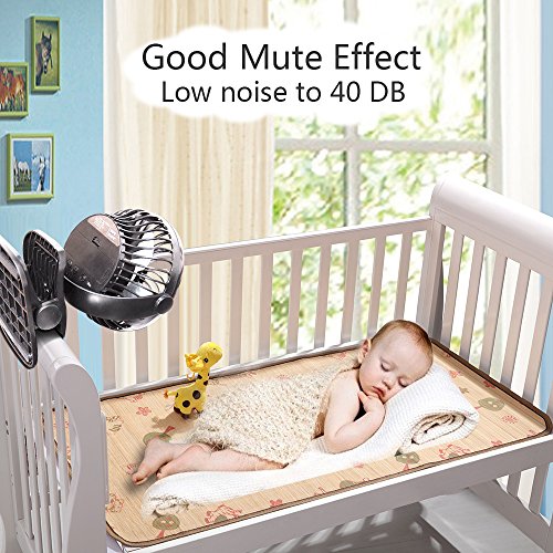 AngLink mini USB Clip Ventilator mit Batteriebetrieben mini Tischventilator Fan | 4 Geschwindigkeitsmodi, Beliebige Rotation | PC, MAC, Notebook optimal für den Schreibtisch, Kinderwagen, Rollstuhl, Schlafzimmer, Camping - 5