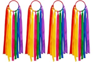 Sarini Rubans Arc-en-Ciel, 4 pièces, Ruban de Danse coloré, Ruban de Rythme de Gymnastique