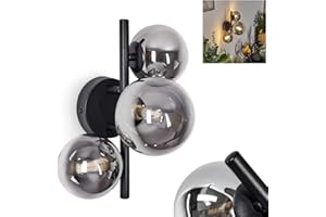 HOFSTEIN Lampa ścienna Chehalis, lampa ścienna z metalu/szkła w kolorze czarnym/dymnym, lampa w m stylu, z okrągłymi kloszami ze szkła, 1 lampa, 3 x G9, bez żarówek