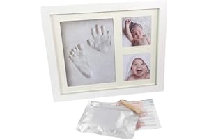 LONDON FAB Newborn Baby Handprint/Footprint Picture Frame Kit. Perfect Gifts, Memorable Keepsakes Decorations, Premium Clay & Wood Frame