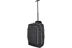 Bordlite RyanAir Approved Cabin Holdall on Wheels, 40x25x20cm Hand Luggage Bag, Extendable Handle, Multi Pocket Twill Travel Bag - 20L
