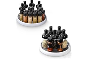 SOULPALA 2PCS Plateau Tournant, Porte Épice Rotative Plateau, Rangement Epices Cuisine, Plateau Tournant Frigo pour Condiment Rangement de Cuisine, Plateau Rond Socle pour Cuisine, Réfrigérateur (25cm+30)