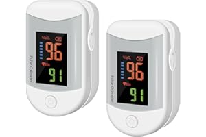 MZU Tragbarer Finger Pulsoximeter für Fitness und Outdoor, Sauerstoffsättigung & Pulsrate Anzeige, OLED Bildschirm mit Batterien und Band (Weiß, 2 Stück)
