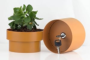 Castell Deco - Cassaforte mimetizzata a forma di vaso, piccola cassaforte con chiave, 3 colori (Marrone)