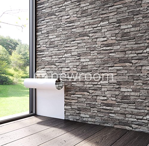 Steintapete Vlies Grau Edel | schöne edle Tapete im Steinmauer Design | moderne 3D Optik für Wohnzimmer, Schlafzimmer oder Küche inklusive NewroomTapezier-Profibroschüre, mit Tipps für perfekteWände - 4