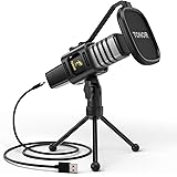 TONOR Microfono USB, Cardioide Condensatore Computer PC Mic con Supporto per Treppiede, Filtro Pop, Supporto Shock per Gaming