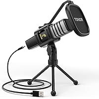 TONOR Microfono USB, Cardioide Condensatore Computer PC Mic con Supporto per Treppiede, Filtro Pop, Supporto Shock per Gaming