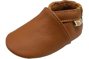 YALION Krabbelschuh Babyschuh Lauflernschuh Jungen Mädchen Baby Weicher Flexibles Leder mit Mokassins Wildledersohlen Elastische Knöchel Lederpuschen