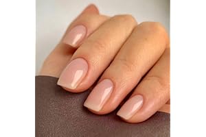MouYouGlow Press on Nails Kurz,Square Sheer Nude Fake Nails Full Cover Kunstnägel mit Nagelkleber,Eckig Nudefarben Hautfarbe Acryl Künstliche Fingernägel für Frauen & Mädchen …