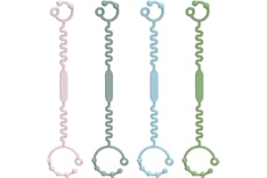 iLulala 4pcs Toy Straps for Baby, Silicone Setpacifier Clip for Car Seat Toy, Teether Toy, High Chair, Stroller Accessories, Baby Toy Clips, Cribs, Rocking Chair.