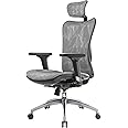SIHOO M57 Ergonomic Office Chair Mesh Desk Chair with Adjustable Lumbar Support 3D Armrests Breathable High Back Computer Chair (Grey)