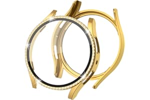 KAREN66 Glitzer Hülle mit Displayschutzfolie für Samsung Galaxy Watch 5 40mm, Bling Kristall Mädchen Damen Case Cover Hart PC Lünette Stoßfeste Schutzhülle für Galaxy Watch5 40mm