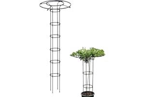 VGVGAJ 210cm Vertical Metal Garden Trellis Metal Umbrella Climbing Plant Support Garden Trellis For Climbing Plants Climbing Plant Tower For Indoor Potted Plant Support Decorative Vegetables Flowers Vine