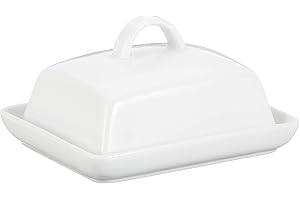 axentia 811175 Butterdose Porzellan, klassische Butterglocke für 250 g Butter, Butterbox für Haushalt und Küche, Butterschale mit Deckel und Griff, weiß,16 x 8 x 13 cm