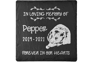 Personalised Memorial Square or Heart Shape Plaque For Hamster Slate Stone Frame Paw Grave Marker - In Memory Of - Size | 4" 