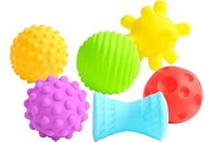 SULOLI 6pcs Balles Tactiles,Balles Sensorielles -Jouets de Bain Colorés,Boule de Reconnaissance des Couleurs