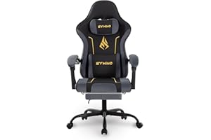 Symino Ergonomic Gaming Chair with Latex Cushion, Enhanced Headrest & Lumbar Support, Ajustable Swivel Office Chair, 150 kg carga capacidad, piel sintética