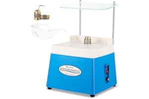 Mxmoonant Amoladora para vidrieras con deflector, brocas de 5/8" y 1" y gafas de seguridad, kit de herramientas de amolado mini DIY de 4200 rpm para mosaicos, cerámica y vidrio (Azul)