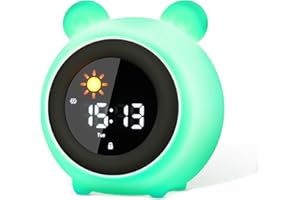 VEHOUKLI Kinderwecker Wecker, Bluetooth Digitaler Schlaftrainer mit 6 Berührungssensor Nachtlicht Dimmbar Doppelalarm 7 Klingeltönen, Schlummermodus, Snooze, Countdown – Ideal für kinder, Mädchen & Jungen