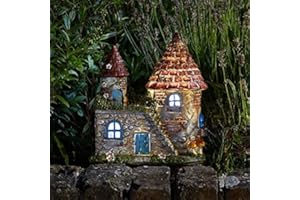 Garden Mile Casa de hadas con luz solar,bonita iluminación LED para jardín,casas de hadas alimentadas por energía solar para interiores o exteriores,jardín mágico,iluminación de patio o cubierta