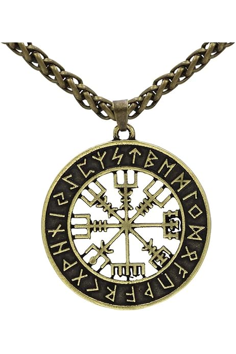 Pendentif Homme Collier Viking Runes Futhark Bijou Talisman En