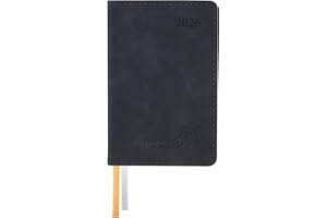 ‎POPRUN POPRUN Mini Taschenkalender 2026 Klein 12 x 8 cm - auf Deutsch - Kalender 2026 A7 Softcover mit PU-Leder - Terminplaner mit 70 GSM Papier - Schwarz