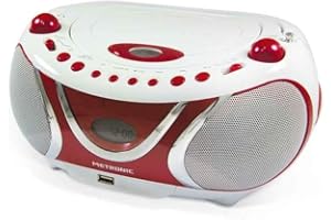 Metronic 477117 Radio / Lecteur CD / MP3 Portable Cherry avec Port USB - Rouge et Blanc