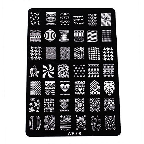 XLORDX Large Nail Art Polish Plate Metal Manicure Stamping Lace Floral Christmas Punk Printing Image Template DIY Decoration WB08