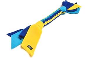 DogDirect London, DOG TUG TOY Tugger Tug Chase Rope SMALL: 45cm/17in, LARGE: 75cm/29in, Soft plaited Flexible FLEECE DOG TOYS Ideal FOR TRAINING, PUPPY PLAY, HAND MADE (Small, Blue) KAS2