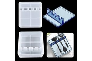 Rolin Roly Moule de Plateau en Silicone Moule de Moulage en Résine Époxy Plateau de Rangement Cuisine Rangement Moule en Époxy Bricolage pour Cuillères Pinces Décoration (Spoon Storage Rack Mold)