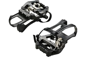 PROVO 1 Paio di Pedali per Bici SEQI con Clip e Cinghie, SPD Pedale per Spin Bike, Cyclette e Biciclette da Esterno, Pedali per Bicicletta in Lega/Resina Mandrino da 9/16 Pollici, Pedali Multiuso