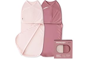 momcozy Couverture Emmaillotage Bébé pour Nouveau-né, Fermeture Silencieuse, Convient aux Nourrissons de 0-3 Mois, Réduit Le Réflexe de Sursaut, Indispensable pour Nouveaux Parents, Paquet de 2,Rose