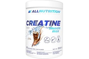 ALLNUTRITION Creatine Muscle Max Kreatyna w Proszku - Monohydrat Kreatyny z Tauryną - Suplement Diety dla Sportowców - Zwiększa Wydolność - Bez Dodatku Cukru - 500g - Cola