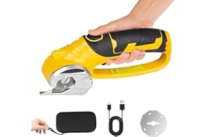 Agrdeed Cordless Electric Scissors, 4V Cardboard Cutter, Rechargeable Rotary Cutter Fabric Scissor with Safety Lock and Sorage Bag for Cardboard, Package, Leather, Carpet, Plastic, Box Cutting
