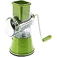 TOPINCN Manual Vegetable Slicer Rotary Drum Grater with 3 Stainless Steel Rotary Blades Cheese Grater Vegetables Slicer Shredder(Green)