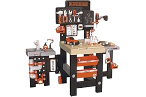 Smoby - Black+Decker - Mega Center - Jouet Etabli Bricolage - Mécanique, Plomberie, Peinture, Menuiserie - Nombreux Accessoires Inclus - A Partir de 3 Ans - Fabrication Française