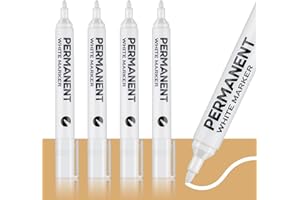 newatty 4 Marqueurs Blancs, 2mm Stylos Peinture Blanc Feutre Acrylique Permanent Séchage Rapide Stylos Acryliques Imperméables Opacité Élevée pour pierre Bois Verre Céramique Toile Pneus Textiles