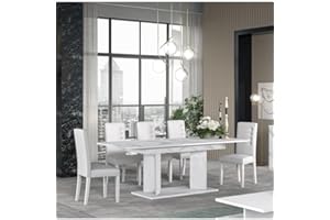 Stilprojectstore Tavolo da pranzo rettangolare moderno allungabile L.160/210, marmo bianco - Dream