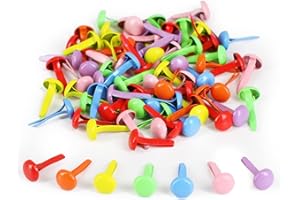 OUDQFCJ 100 Pezzi Fermacampioni Rotondi in Metallo, Piccoli da 8 x 17mm, Mini per Scrapbooking, Carta, Artigianato Fai da Te, Ferma Fogli, Fermacarte, Fermagli Ufficio (Colorati)